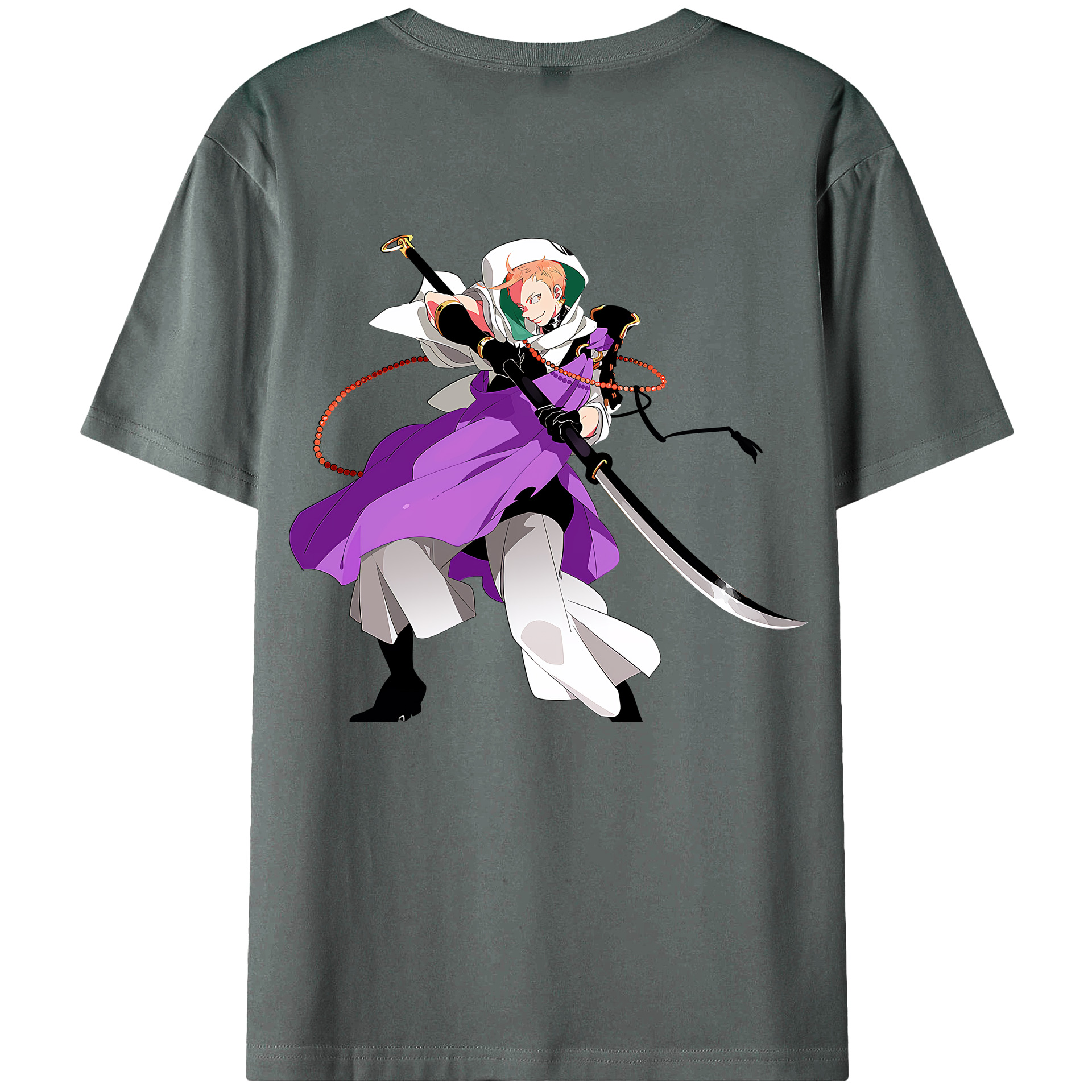 （画像用） 刀剣乱舞 Touken Ranbu 綿100％ メンズ半袖Tシャツ（バックプリント） 通気性